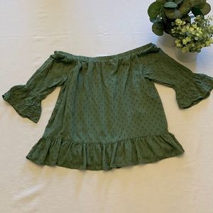 Green Off the Shoulder Top by Blue Rain Size S